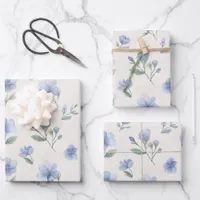 Blue Cottagecore Wildflowers Botanical Print  Wrapping Paper Sheets