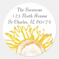 Neon Yellow Sunflower Return Address  Classic Round Sticker