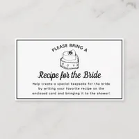 Bridal Shower Recipe Request Card Black & White