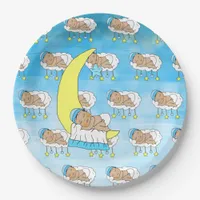 Sweet Little Ethnic Baby Sleeping on the Moon Paper Plates