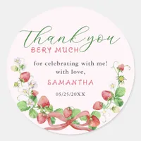 Coquette Berry Sweet Any Age Birthday Classic Round Sticker