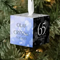 Elegant 65th Blue Sapphire Wedding Anniversary Cube Ornament