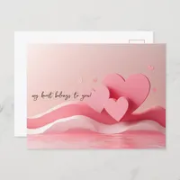 Pink Hearts Papercut Valentine's Day Postcard