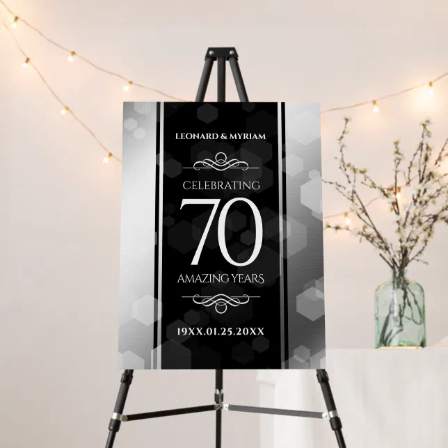 Elegant 70th Platinum Wedding Anniversary Foam Board