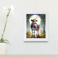 Adorable Dairy Cow Unicorn Framed Art