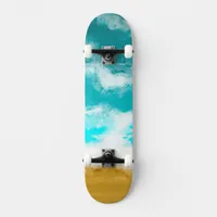 Teal Ocean Beachy Waves Skateboard