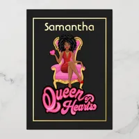 Pink and Gold Afro Birthday Party Foil Invitation