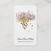 *~* Logo QR AP32  Pink Lotus Butterfly  Flower Zen Business Card