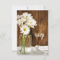 Mason Jar and Daisies Country Wedding RSVP Card