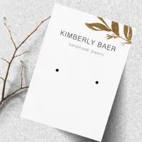 Simple Minimal Gold Greenery White Earring Display Business Card