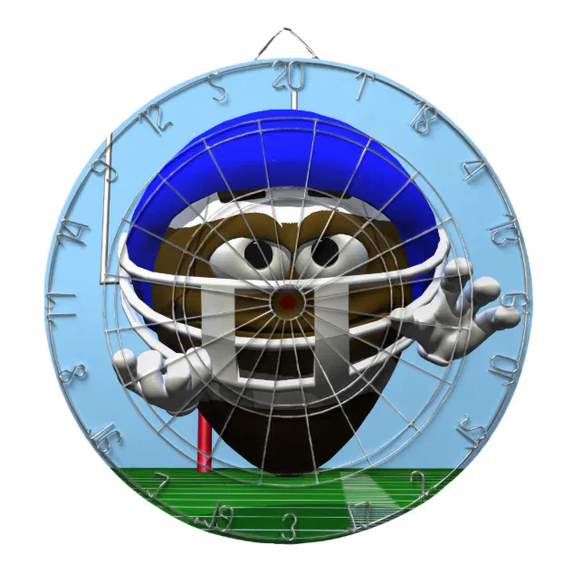 Funny Cartoon Football in a Helmet Dartboard With Darts