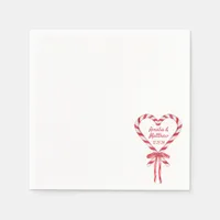 Candy Cane Heart & Bow | Custom Christmas Wedding Napkins