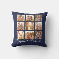 Photo Collage Navy Blue | Together Forever Throw Pillow