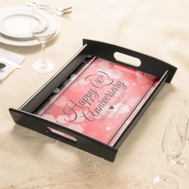 Elegant 40th Ruby Wedding Anniversary Celebration Serving Tray