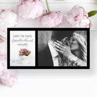 Pink Rose Flowers in Teapot Wedding Save the Date