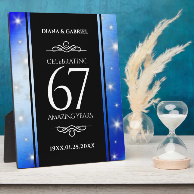 Elegant 67th Star Sapphire Wedding Anniversary Plaque