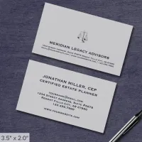 Modern Estate Planning Justice Scale Logo Business Card