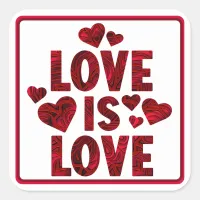 Love is Love Red Hearts Square Sticker