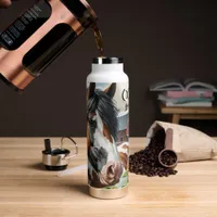 Pretty Pinto Brown and White Horse on Rustic Farm Water Bottle