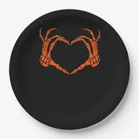 Skeleton Hand Heart Sign Costume Halloween Design Paper Plates