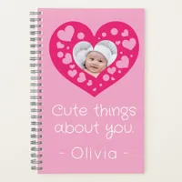 Cute pink heart photo frame keepsake notebook