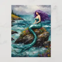 Mermaid with Purple Hair Postcard