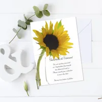 Yellow Sunflower on White Wedding Save the Date Invitation