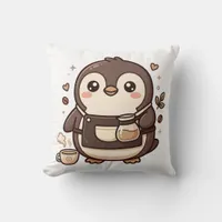 Penguin Coffee Barista Pillow