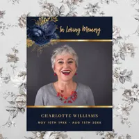 Funeral blue photo floral memorial welcome poster