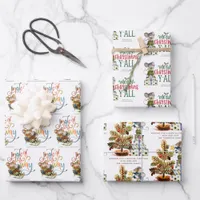 Cute Mice Jingle All The Way Merry Christmas Name Wrapping Paper Sheets