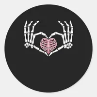Skeleton Hand Heart Funny Halloween Women Men  Classic Round Sticker