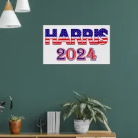 Harris 2024 President Democrat USA Flag Text Poster