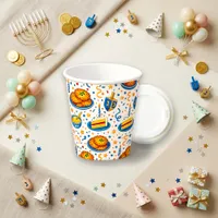 Festive Blue Yellow Watercolor Latke Cake Paper Cups