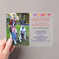 Patriotic Celebration Picnic Party Dogs July 4th Acrylic Invitations