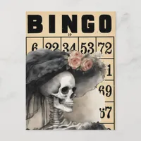 Watercolor Fancy Lady Skeleton Vintage Bingo Card