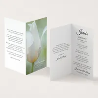 White Tulip Floral Spring Funeral Memorial Prayer Business Card