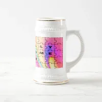 Totally Awesome Mom  Pink Swirl Puzzle Design Beer Stein