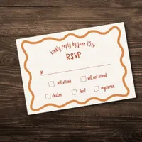 Whimsical Wavy Border Handwritten 70s RSVP Card