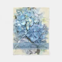 Blue Hydrangea Flower Wedding Fleece Blanket