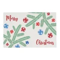 Christmas tree branch with snowflake decorations placemat