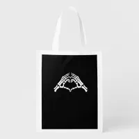 Skeleton Heart And Hands Sign Grocery Bag