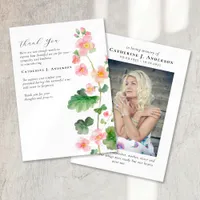 Floral Pink Photo Sympathy Funeral Memorial Thank You Card