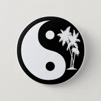 Black and White Palm Tree Yin Yang Button