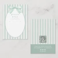 Sage Green Coquette Preppy Stripe Jewelry Display Business Card