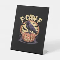 F-Caw-F Spooky Halloween Raven Pumpkin- Bat Moon N Pedestal Sign