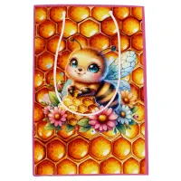 Cute Honey bee and Honeycomb Themed Baby Shower Medium Gift Bag