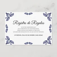 Talavera Black Floral Minimalist Spanish Wedding Enclosure Card