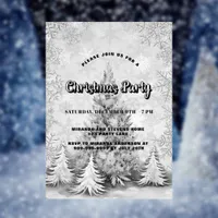 Christmas party white silver snowflakes luxury invitation