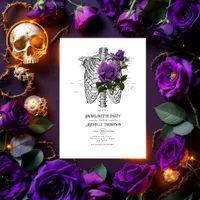 Whimsical Vintage Purple Roses Gothic Bachelorette Invitation