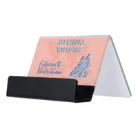 Peach Faded Blue Flourished Fitness & Nutrition Desk Business Card Holder